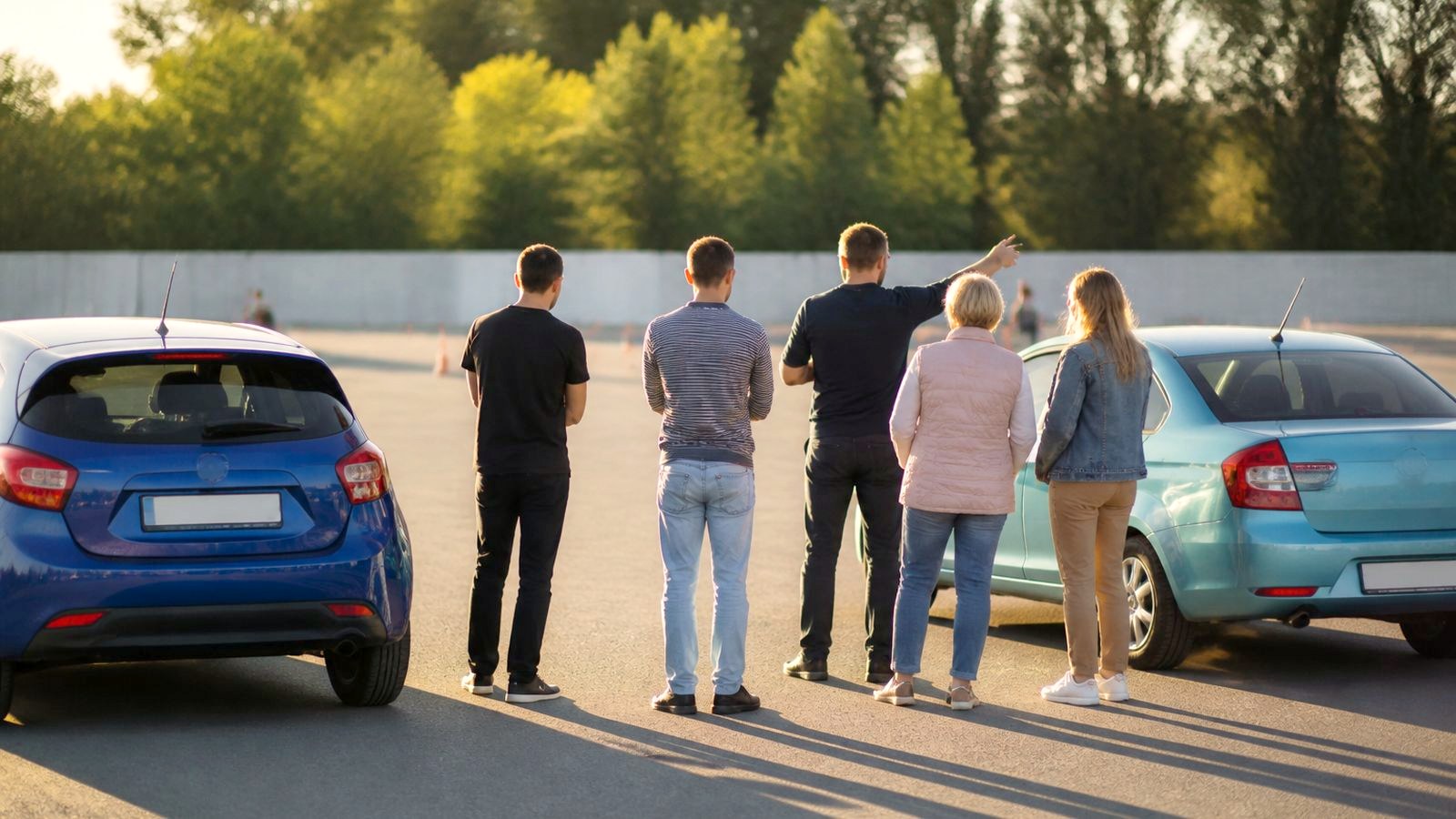 Ученики автошколы на автодроме